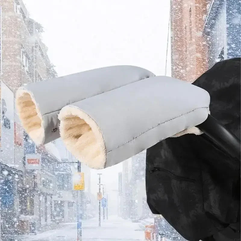 Manchons de Poussette Hiver Gris Doublés Polaire – Protection Froid