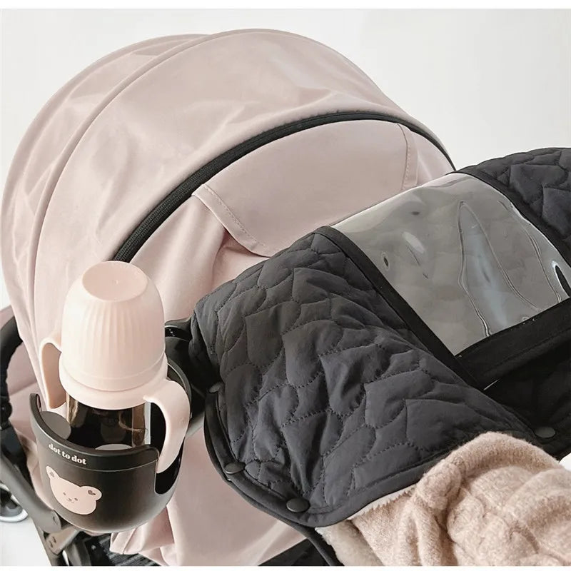 Manchon de Poussette Hiver Noir avec Poche Transparente pour Smartphone