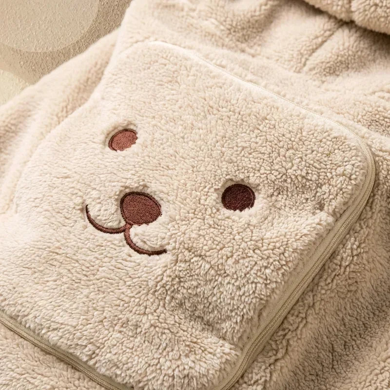 Couverture Polaire Bébé Coupe-Vent pour Porte-Bébé – Motif Ours