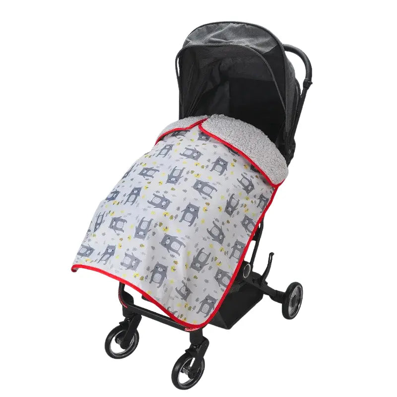 Couverture polaire bébé pour poussette blanche avec motif chat gris