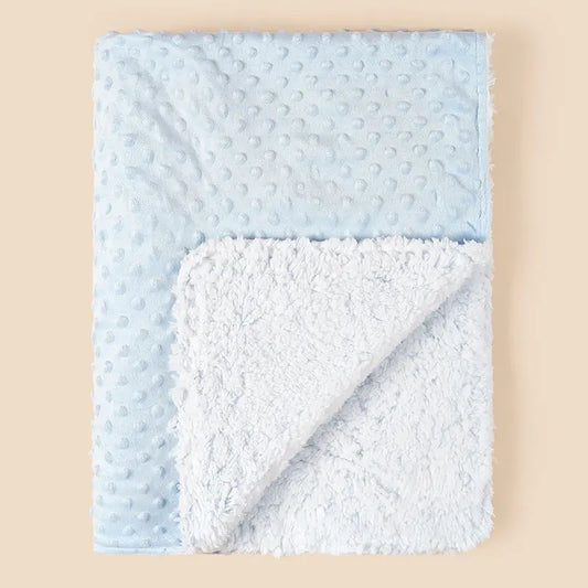 Couverture polaire bébé bleue à reliefs, modèle doux et chaud pour l’hiver