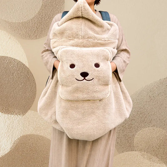 Couverture polaire bébé coupe-vent pour portage motif ours