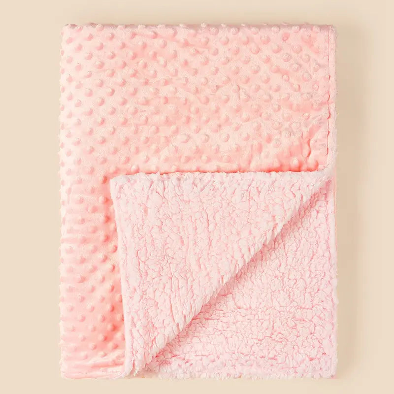 Couverture polaire bébé rose à reliefs, modèle chaud et doux pour l’hiver