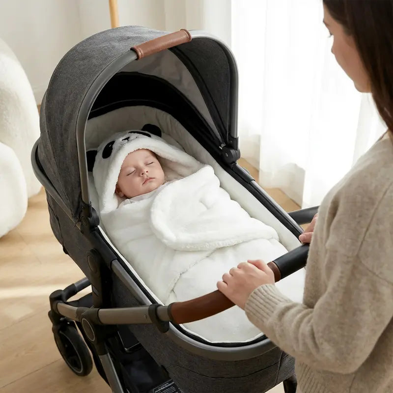 Nid d’ange bébé rose à capuche motif lapin – toute saison, pratique au quotidien