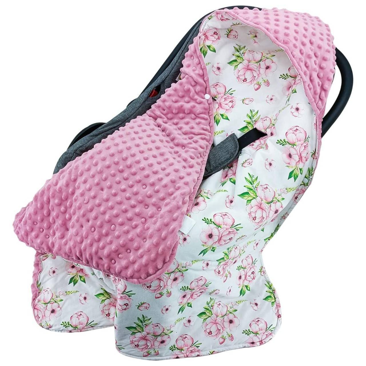 Couverture d’emmaillotage bébé épaisse fleurie – compatible poussette et siège auto