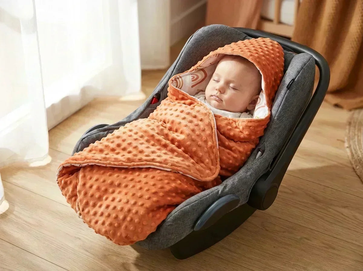 Couverture d’emmaillotage bébé épaisse fleurie – compatible poussette et siège auto