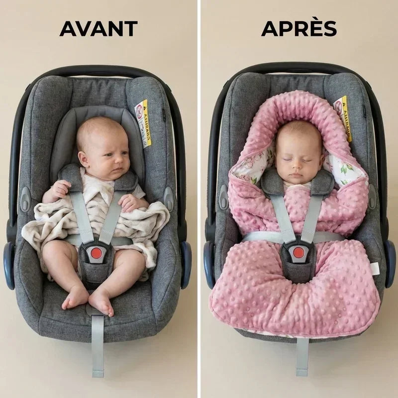 Couverture d’emmaillotage bébé épaisse fleurie – compatible poussette et siège auto